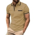 thumbnail image 1 of Summer Savings WTXUE Polos Short Sleeve, Lapel Golf Shirts for Men Spring Summer Casual Buttons Lapel T Shirt Tops Solid, Workwear for Men Khaki 3XL, 1 of 6