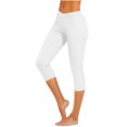 thumbnail image 1 of Summer White Running Yoga Capris Elastic Waisted Splicing Slim Fitting Gym, 1 of 6