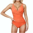thumbnail image 1 of Summer Savings Women's Fashion One-Piece Swimsuit Foreign Trade High Waist Tight Sexy Display Sports Surfing One-Piece Swimsuit Orange, L, 1 of 6