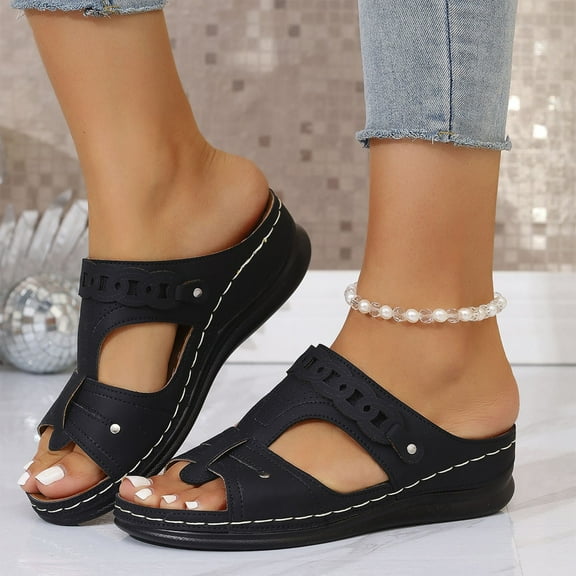 Women's Sandals Fashion Casual Summer Thick-Soled Slippers Fish Mouth I-Shaped Thick-Soled Slippers