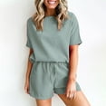 thumbnail image 1 of Women's Short Sleeve Tops Womens Lounge Sets Short Sleeve with Shorts Pullover Jogger Outfit Summer Casual Tracksuits Ndbuld Green 2XL, 1 of 9