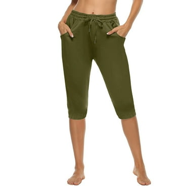 Summer Savings, Women's Yoga Pants, Soft Drawstring Workout, Outdoor Athletic, Casual Pockets, Comfortable Stretch, Seamless Fit, for Gym, Workout, Leisure | Sopatenor, Army Green 2XL