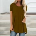 thumbnail image 1 of Summer Savings Womens Casual Tops Fashion Summer Round Neck Leisure Short Sleeve Solid Tops, 1 of 5