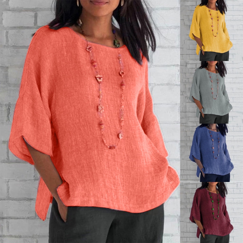 Womens Cotton Linen Casual Shirt