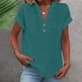 thumbnail image 1 of Womens Plus Size Summer Tops Fashion Solid V Neck Short Sleeve T Shirts for Women Loose Fit Pullover Blouse Tops Size S-5XL, 1 of 6