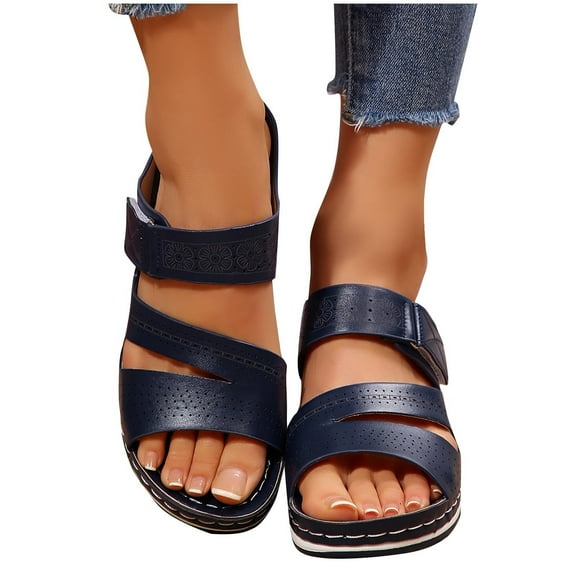 Womens Sandals Comfortable Fashion Casual Round Head Comfy Slippers Beach Casual Slipsole Shoes