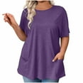 thumbnail image 1 of Womens Tops 2025 Fashion Plus Size Casual Pullover Short Sleeve Round Neck Button Shirt Top Blouses, 1 of 6
