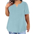thumbnail image 1 of Womens Tops 2025 Fashion Plus Size Solid Color V- Neck Short Sleeve Blouses, 1 of 5