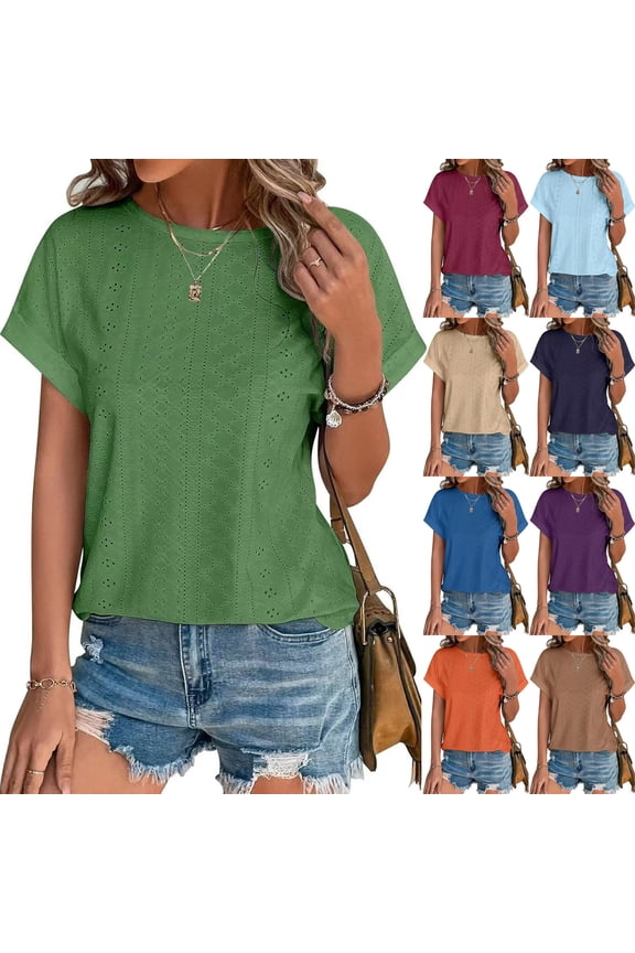 Summer Womens Tops Short Sleeve Shirts Blouses for Women Dressy Casual Cap Sleeve Tops Summer Vacation Beach Fashion S-XXL Basic Everyday Wear