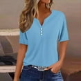 thumbnail image 1 of Summer Xqxayjr Women's Loose Fit Shirt Under $10 Summer Tops Solid Color Short Sleeve Tshirt V-Neck Button Business Work Tshirts Mother's Day Gifts for Mom, 1 of 5