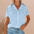 thumbnail image 1 of Summer Xqxayjr Women's Summer Tops T-Shirts Under $10 Dressy Casual Short Sleeve Tee Shirts Button Down Up Cotton Linen Collared V Neck Business Work T Shirt Birthday Gift, 1 of 6