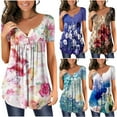 thumbnail image 1 of YANHAIGONG Henley Shirts for Women Plus Size ,Flowy Tunic Tops for Women Loose Fit Casual Henley V Neck Blouse Button Down T Shirts Flare and Flowy Tops ,Women 2025 Summer Tops, 1 of 7