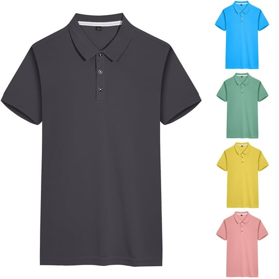 Summer Savings!YANHAIGONG Womens Quick Dry Shirts Short Sleeve,Basic Solid Athletic Women's Sports Tops,Casual Tennis Tops for Women Turndown Collar Button Shirt Tops Blouse Pullover Shirt