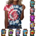thumbnail image 1 of YOTAMI Tie Dye Tshirts for Women Trendy Casual Printed Crew Neck Tops Short Sleeve Color Graphic T-Shirt Blouses Purple, 1 of 5