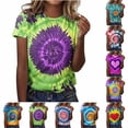 thumbnail image 1 of YOTAMI Tie Dye Tshirts for Women Trendy Casual Printed Crew Neck Tops Short Sleeve Color Graphic T-Shirt Blouses Purple, 1 of 5