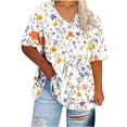 thumbnail image 1 of YOTAMI Women's Plus Size Tops Short Sleeve Floral Graphic T-Shirts V-Neck Summer Tops Trendy Casual Blouses S-XXXL, 1 of 2