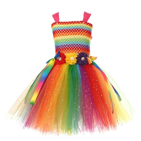 Summer Savings! Yievot 2-12 Years Child Girls Princess Dress Sequin Colorful Mesh Dress Dance Performance Fancy Dresses For Kids Girls 2024 Summer Baby Girl Dress Gifts on Clearance
