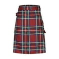 thumbnail image 1 of Yievot Men's Kilt Summer Patchwork Pocket Plaid Pleated Skirt Fit For Festival Outdoor Activities Fashion Fitted Scottish Short Plaid Skirt Red Oversized, 1 of 4