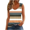 thumbnail image 1 of Summer Savings! Yievot Summer Woman Tank Top Round Neck Womens Fashion Sleeveless Loose Flowy Casual Stripe Shirts Blouse For Womens On Clearance Orange XL, 1 of 4