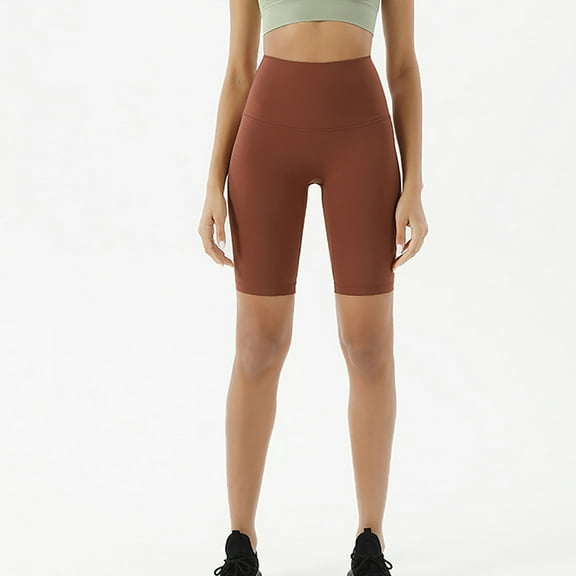 Yoga Shorts for Womens 2025 Plus Size High Waist Fashion Solid Color Elastic High Waist Lift The Hip Yoga Five Cents Pants