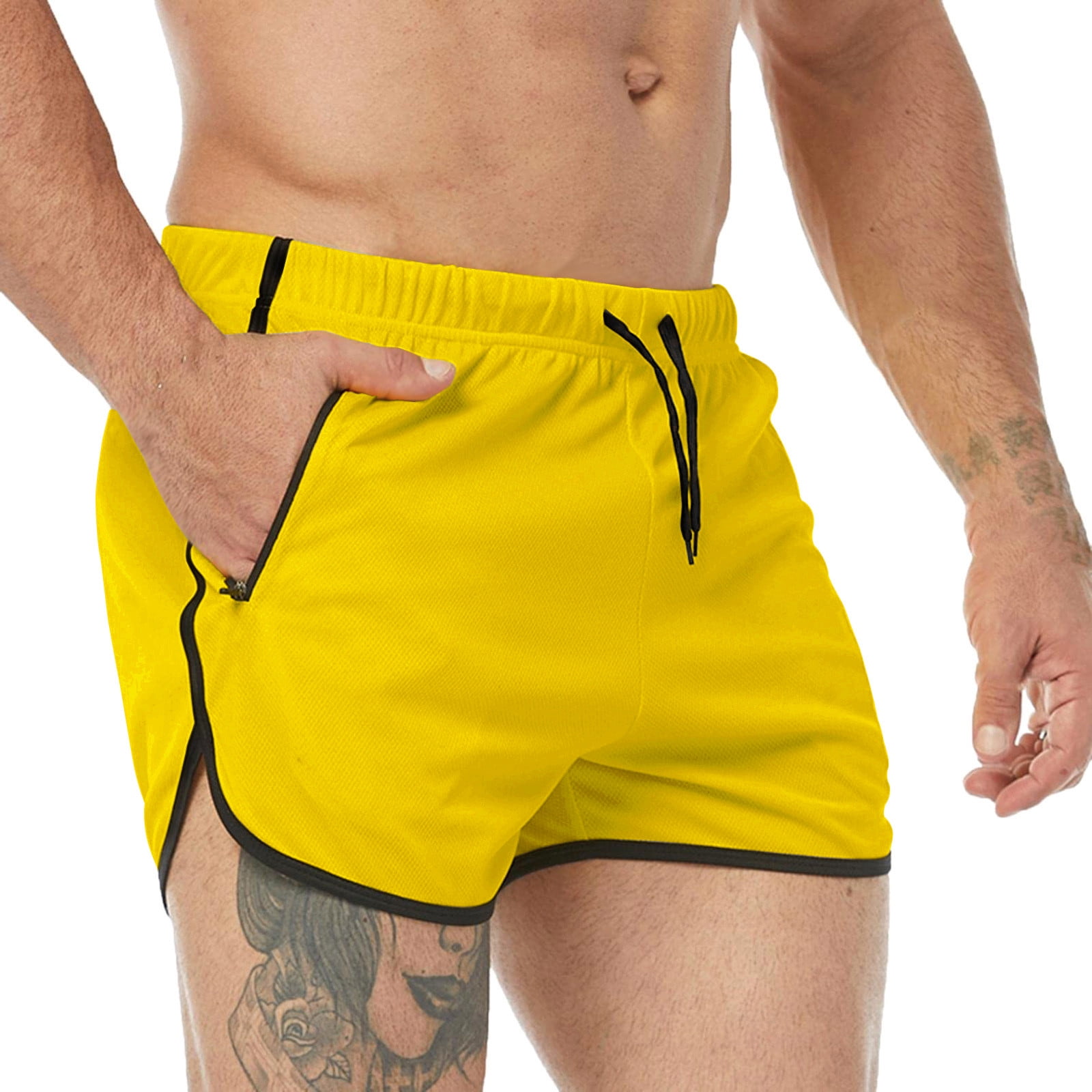 yellow gym shorts mens