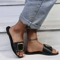 thumbnail image 1 of Summer Savings! Zpanxa Slippers for Women Fashion Leopard Print Flat Sandals and Slippers With Metal Buckle Flip Flops for Women Black 42, 1 of 8