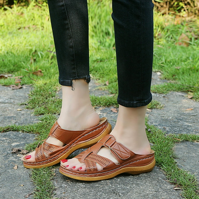 Summer Savings! Zpanxa Slippers for Women Summer Casual Comfortable  Slippers Platform Flip Flops Slippers Flip Flops for Women Brown 40 