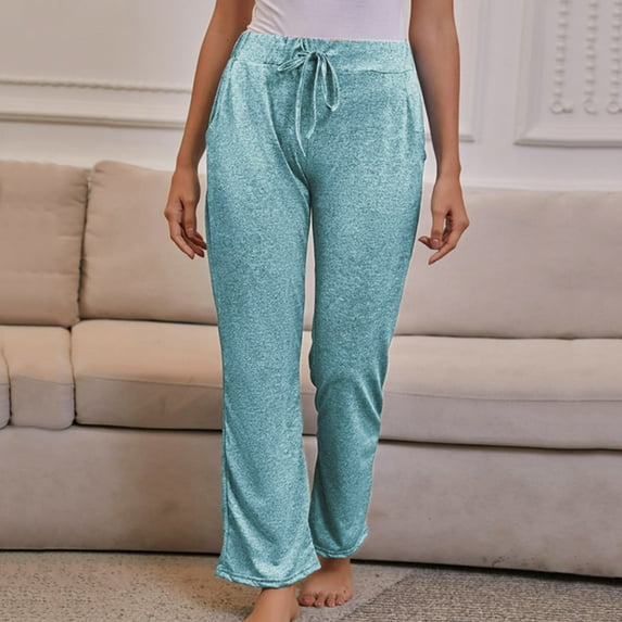 Summer Savings! Zpanxa Women's Slacks Fashion Summer Solid Casual Pocket Elastic Waist Long Pants Women's Sweatpants Work Pants