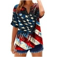 thumbnail image 1 of cocolona 4th of July Shirts Women Summer Casual Button V Neck Short Sleeve Tops USA Flag Print Patriotic T-shirts Graphic Tees, 1 of 4