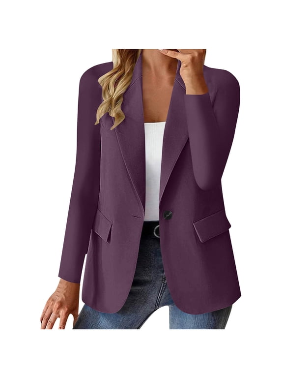 Blazers for Women, Open Front Long Sleeve Work Office Suit Jackets Blazer Trendy Casual Slim Coat