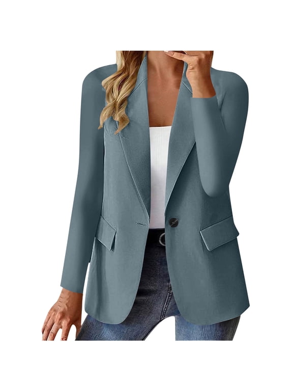 Blazers for Women, Open Front Long Sleeve Work Office Suit Jackets Blazer Trendy Casual Slim Coat