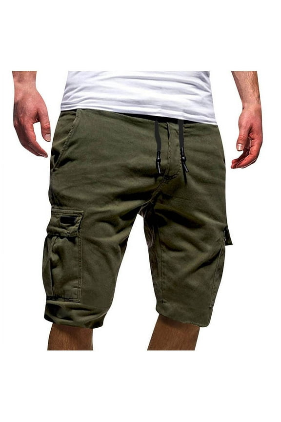 Mens Cargo Shorts Fashion Casual Loose Work Shorts Multipocket Drawstring Outdoor Hiking Shorts