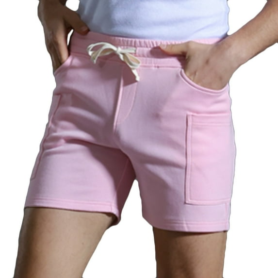 cocolona Mens Cotton Sweat Shorts Elastic Waist Drawstring Gym Shorts Summer Casual Solid Color Shorts