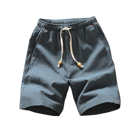 cocolona Mens Plus Size Summer Casual Shorts Elastic Waist Drawstring Knee Length Shorts Solid Color Loose Lightweight Shorts with Pockets