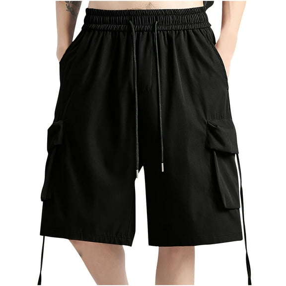 cocolona Mens Summer Casual Shorts Elastic Waist Drawstring Athletic Gym Shorts with Pockets Cargo Shorts for Men