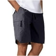 thumbnail image 1 of cocolona Mens Summer Casual Shorts Elastic Waist Drawstring Straight Knee Length Gym Workout Running Shorts with Zipper Pockets, 1 of 3