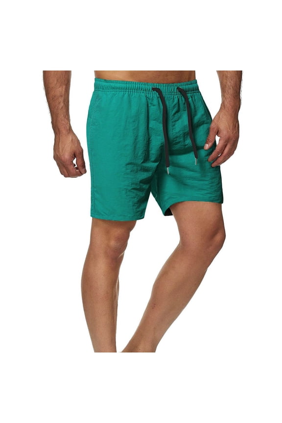 Mens Summer Cotton Shorts Elastic Waist Drawstring Gym Running Shorts Casual Solid Color Lightweight Comfy Beach Shorts