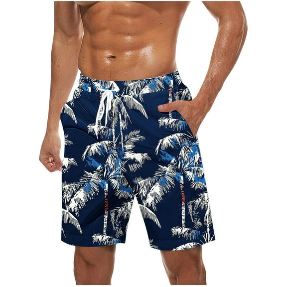 cocolona Mens Swim Trunks Summer Casual Loose Hawaiian Print Vacation Beach Shorts Elastic Waist Drawstring Board Shorts