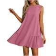 thumbnail image 1 of cocolona Summer Sleeveless Mini Dress Crew Neck Ruffle Flowy Tank Dress Fashion Casual Solid Color Holiday Beach Sundress L, 1 of 6