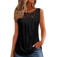 thumbnail image 1 of cocolona Summer Tank Tops for Women Fashion Solid Color Lace Shirts Crew Neck Front Pleated Loose T-shirt Blouse L, 1 of 6
