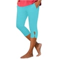 thumbnail image 1 of cocolona Womens Capri Leggings with Pockets Summer High Waisted Capri Pants Yoga Gym Workout Pants Mint Green S, 1 of 6