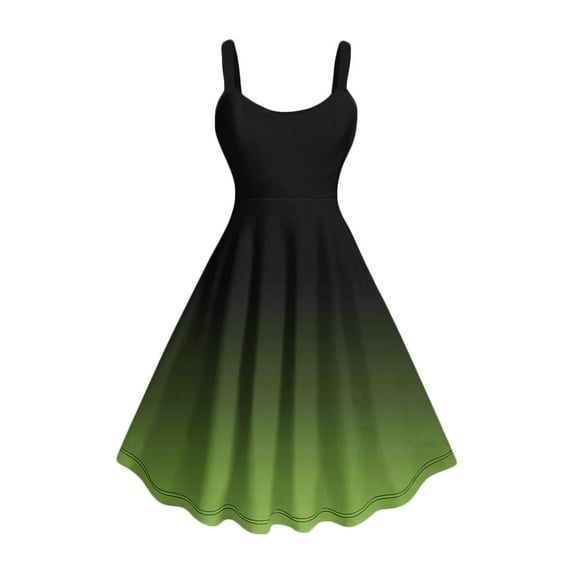 cocolona Womens Plus Size Summer Dress Sleeveless Strappy Pleated Flowy Sundress Fashion Casual Gradient Print Beach Mini Dress
