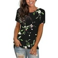 thumbnail image 1 of cocolona Womens Summer Short Sleeve Tops Fashion Floral Print Crew Neck T-shirts Casual Loose Blouses S-3XL, 1 of 6