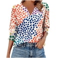 thumbnail image 1 of cocolona Womens Summer V Neck 3/4 Sleeve Tops Dressy Casual Blouses Fashion Casual Loose Cute Print T-shirts Trendy Tops, 1 of 7