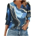 thumbnail image 1 of cocolona Womens Summer V Neck 3/4 Sleeve Tops Dressy Casual Blouses Fashion Casual Loose Cute Print T-shirts Trendy Tops 2025, 1 of 7