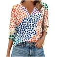 thumbnail image 1 of cocolona Womens Summer V Neck 3/4 Sleeve Tops Dressy Casual Blouses Fashion Casual Loose Cute Print T-shirts Trendy Tops 2025, 1 of 7