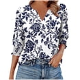 thumbnail image 1 of cocolona Womens Summer V Neck 3/4 Sleeve Tops Dressy Casual Blouses Fashion Casual Loose Floral Print T-shirts Trendy Tops, 1 of 6