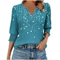 thumbnail image 1 of cocolona Womens Summer V Neck 3/4 Sleeve Tops Dressy Casual Blouses Fashion Casual Loose Floral Print T-shirts Trendy Tops 2025, 1 of 7