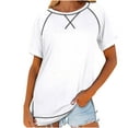 thumbnail image 1 of gakvbuo Summer Top for Women Tops Dressy Casual 2024 Women'S Solid Color Short Sleeve Casual Round Neck Side Split Fashion T Shirt Short Sleeve Round Neck Top, 1 of 8