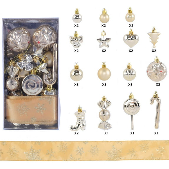 Summer Savings karymi 30 Pcs Christmas Ornament Set Assorted Painted Ball Candy Cane Shapes with Ribbons for Tree Decorations and Holiday Decor Christmas Outdoor Decorations up to 70% off